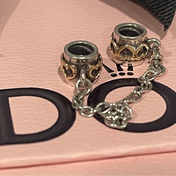 Pandora Two Tone Heart Safety Chain - Picture 4 of 8